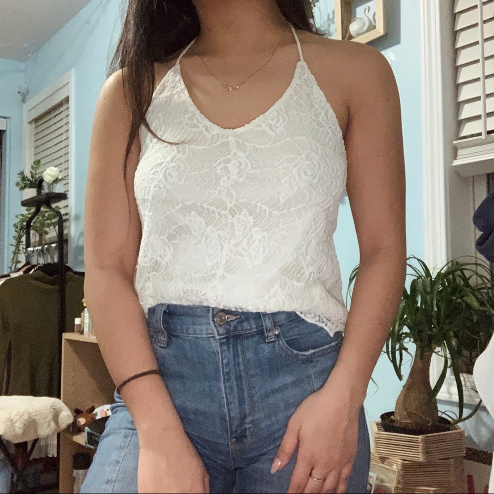 White Lace Halter Top